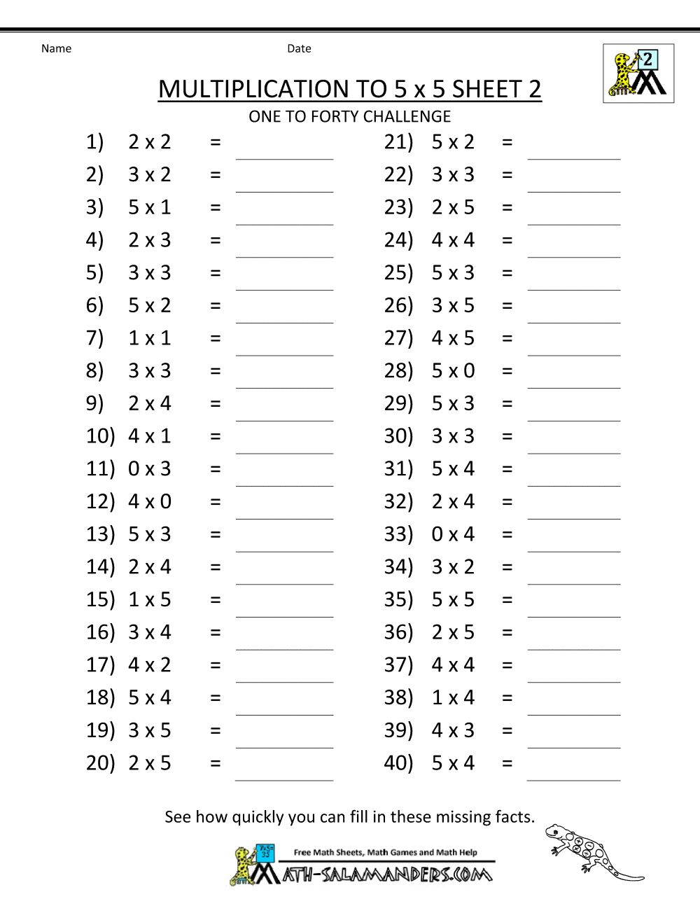 Multiplication Worksheets Grade 2 41