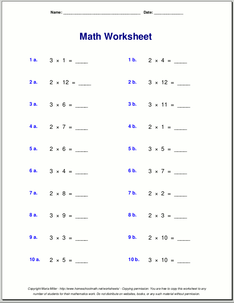 Multiplication Worksheets Grade 2 63