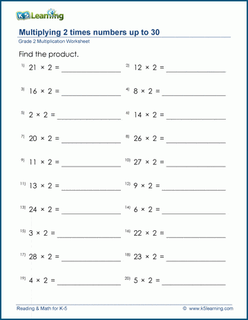 Multiplication Worksheets Grade 2 66