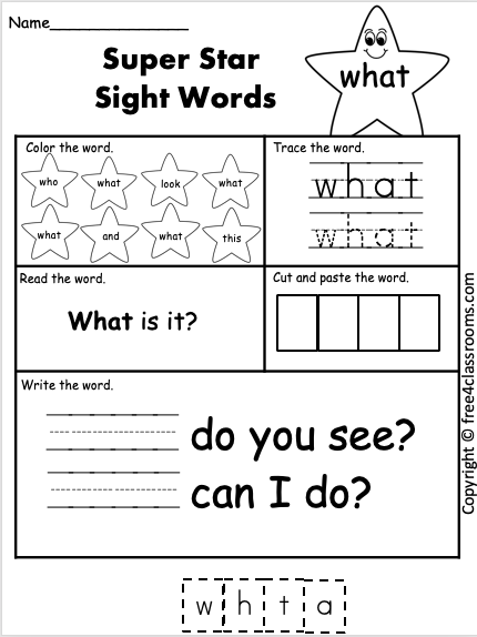 Preschool Sight Words Worksheets 11