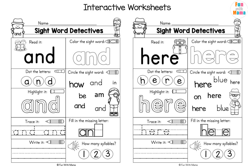 Preschool Sight Words Worksheets 14