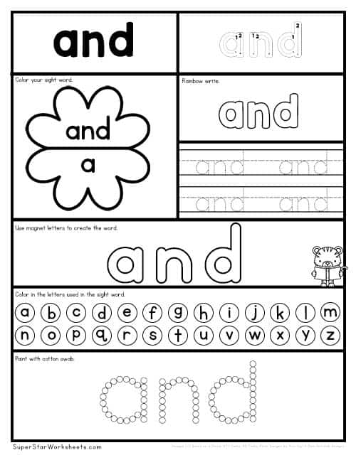 Preschool Sight Words Worksheets 3