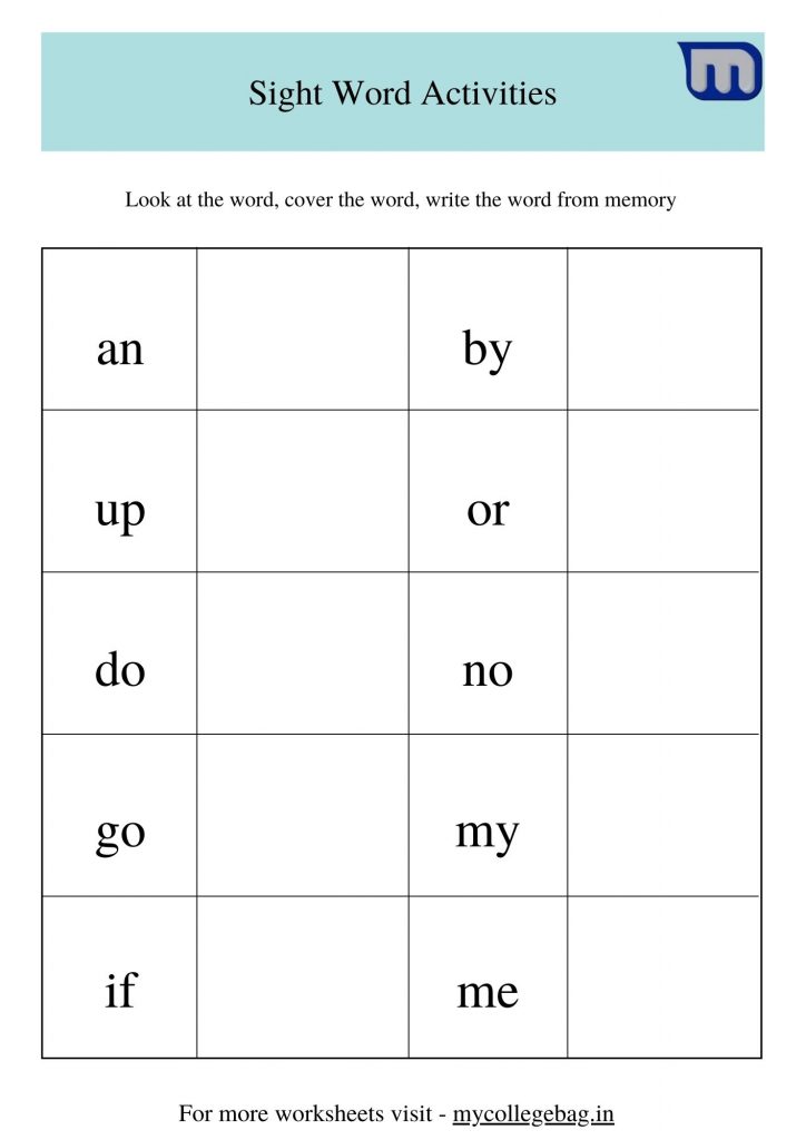 Preschool Sight Words Worksheets 32