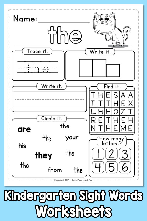 Preschool Sight Words Worksheets 39