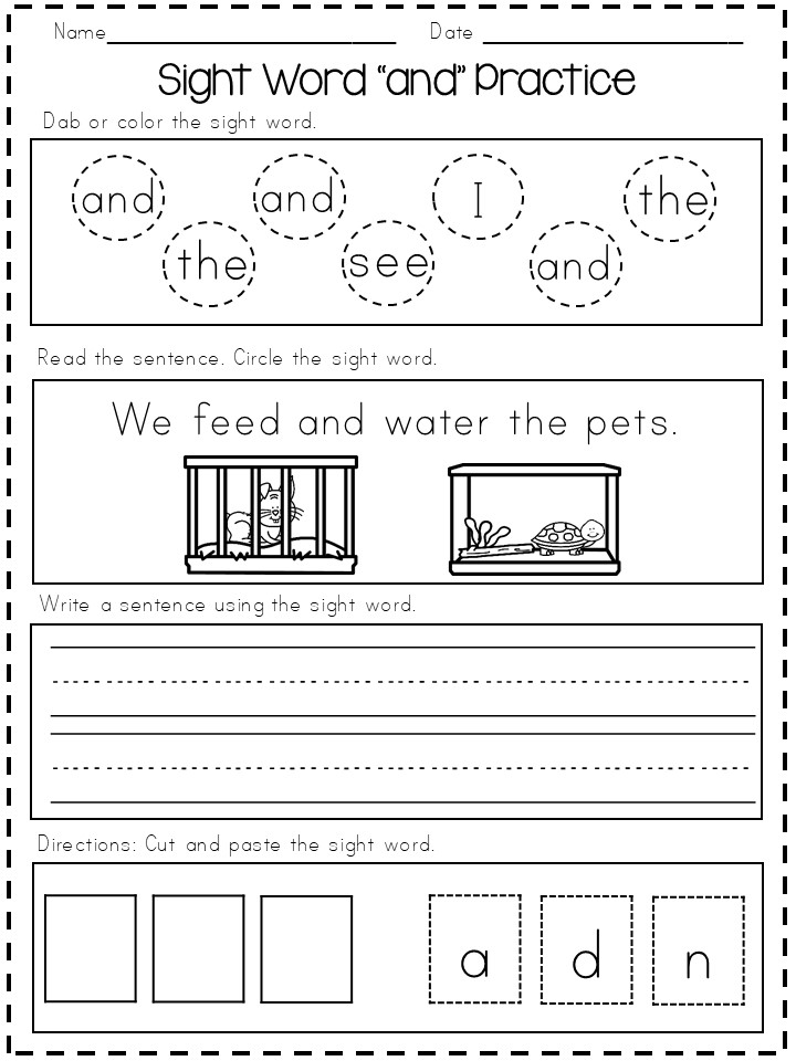 Preschool Sight Words Worksheets 62