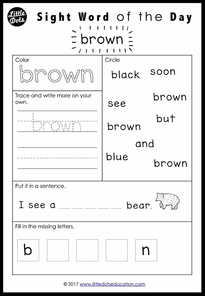 Preschool Sight Words Worksheets 67