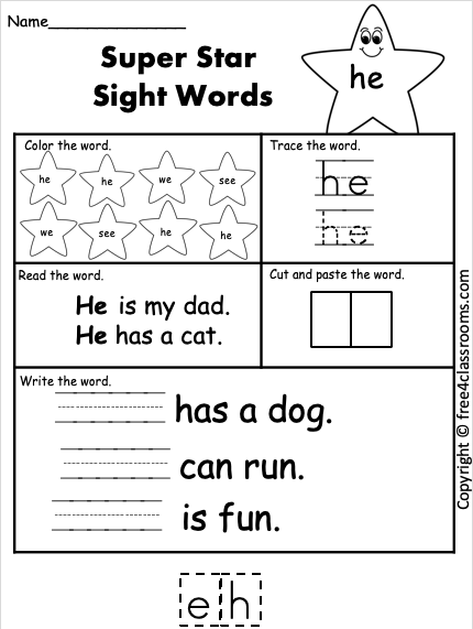 Preschool Sight Words Worksheets 68