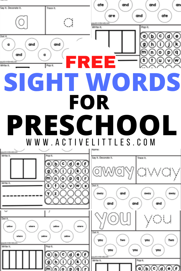 Preschool Sight Words Worksheets 8