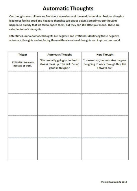 Printable Cbt Therapy Worksheets 10