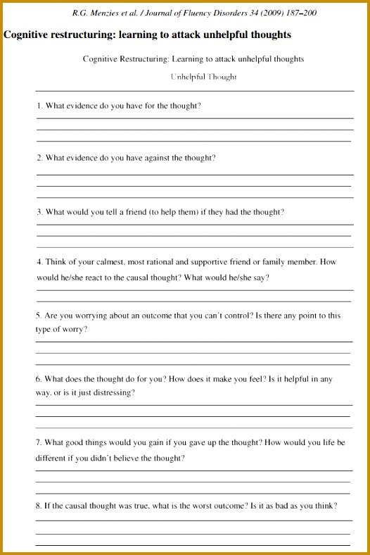 Printable Cbt Therapy Worksheets 66