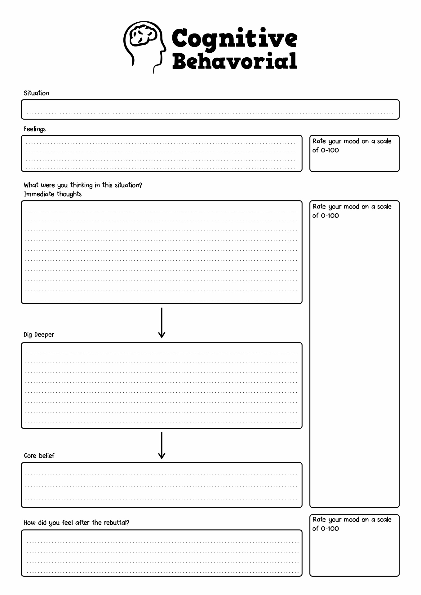 Printable Cbt Therapy Worksheets 73