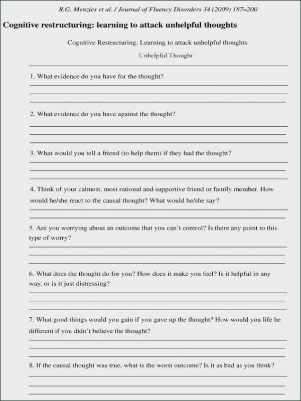 Printable Cbt Therapy Worksheets 77