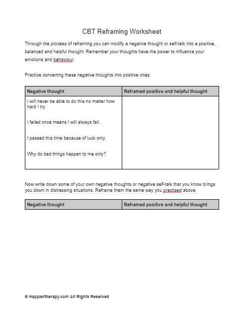 Printable Cbt Therapy Worksheets 84