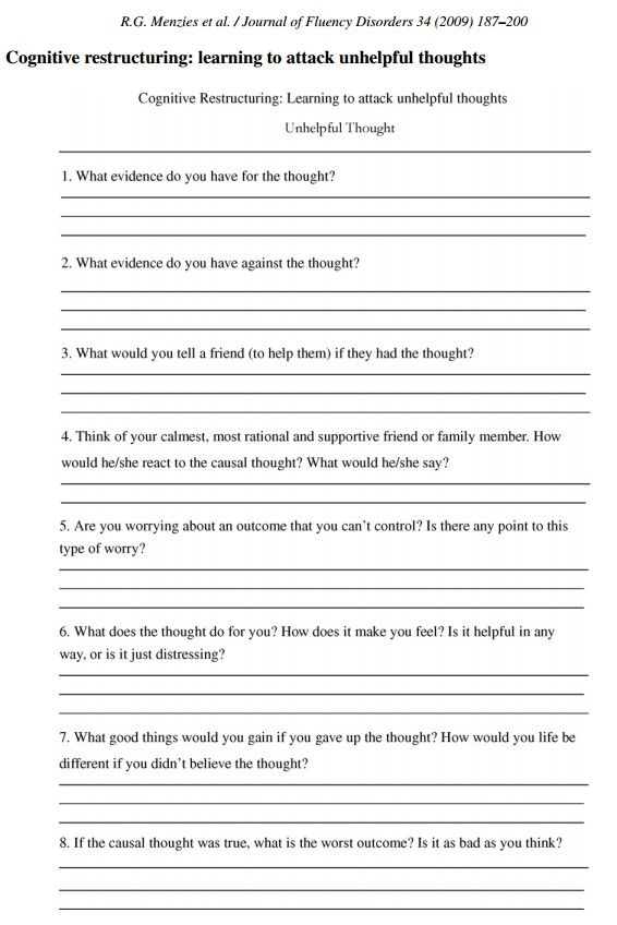 Printable Cbt Therapy Worksheets 89