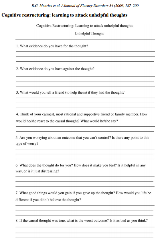 Printable Cbt Therapy Worksheets 99