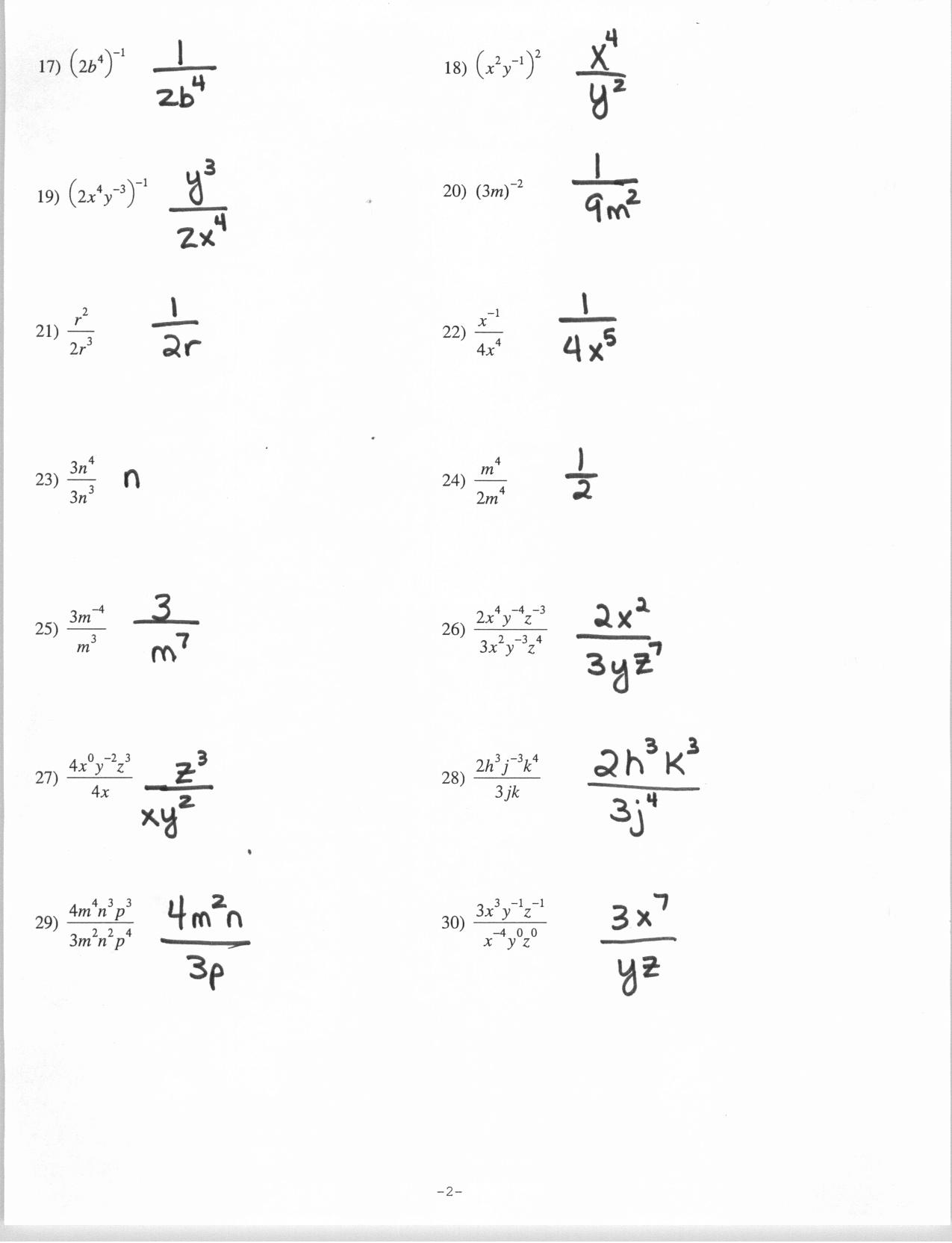 Simplifying Exponential Expressions Worksheet 10