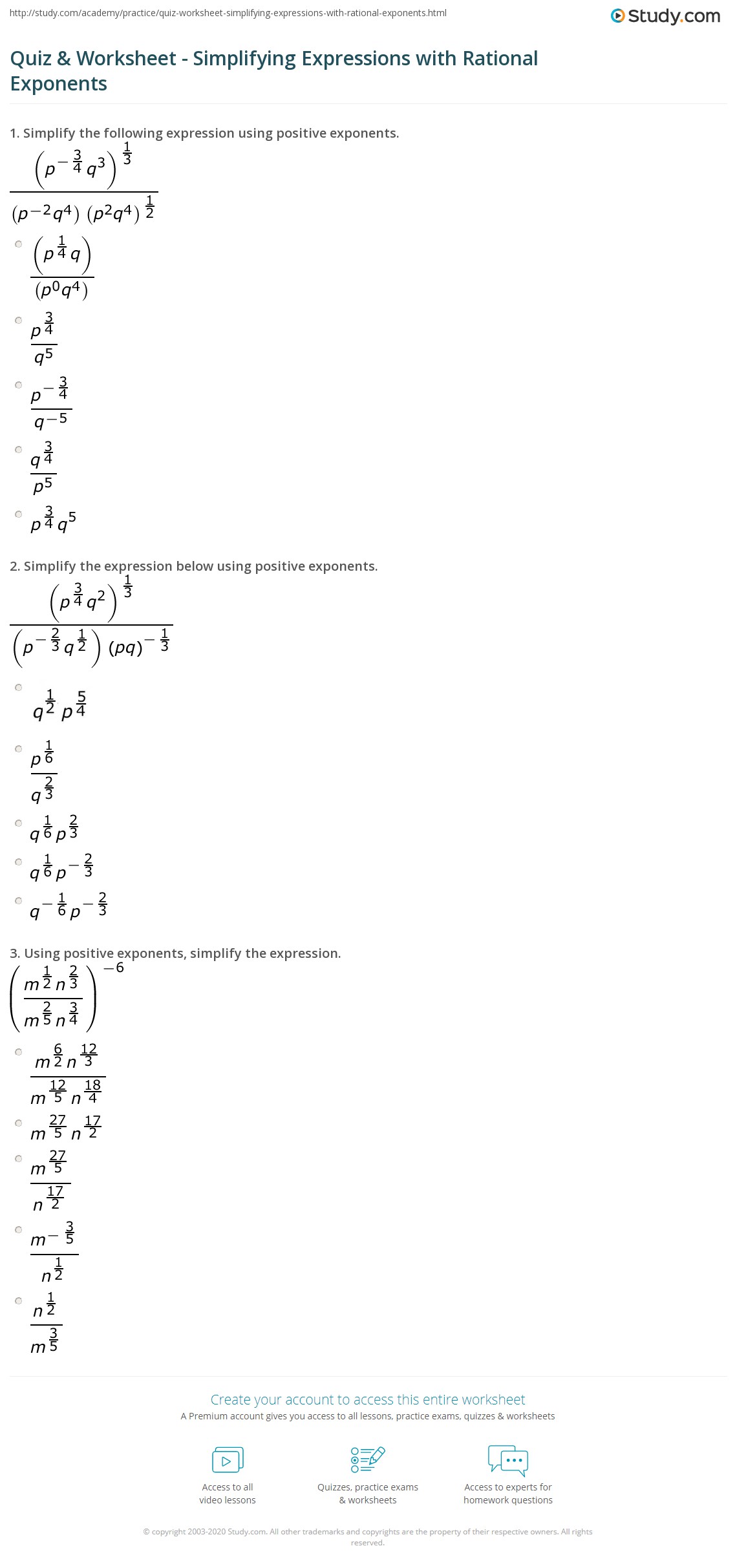 Simplifying Exponential Expressions Worksheet 12