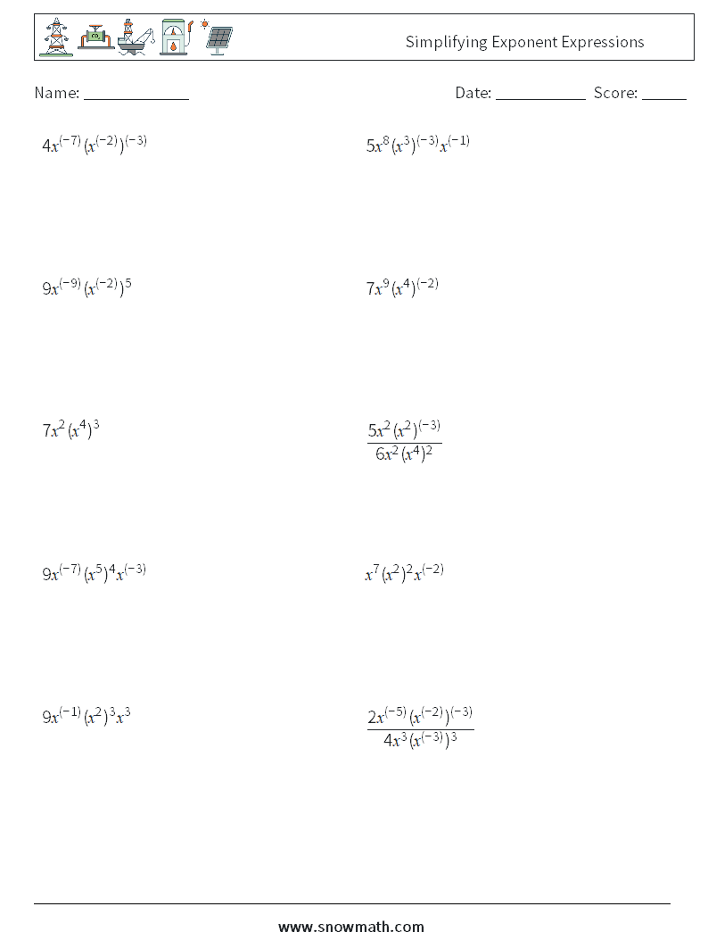 Simplifying Exponential Expressions Worksheet 14