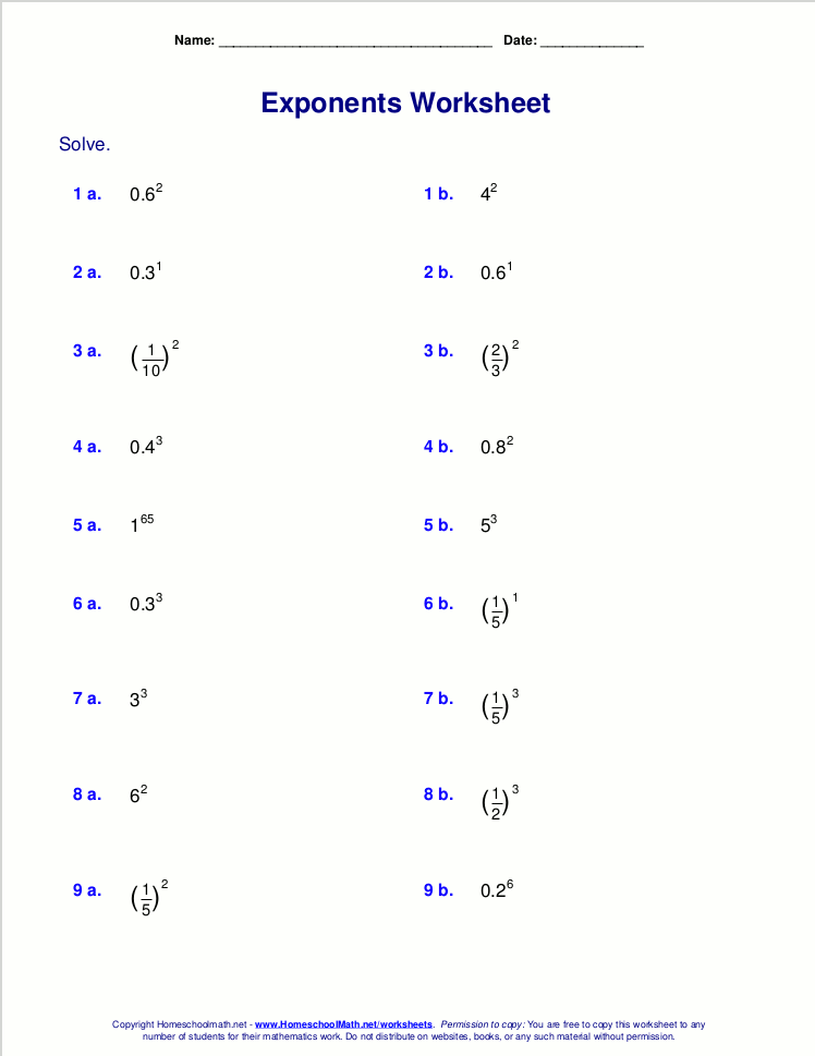 Simplifying Exponential Expressions Worksheet 20