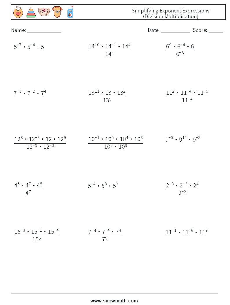 Simplifying Exponential Expressions Worksheet 29