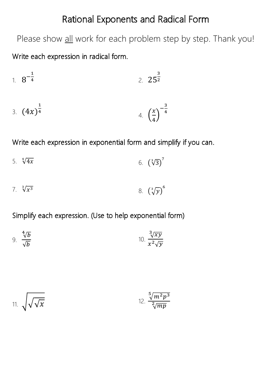 Simplifying Exponential Expressions Worksheet 3