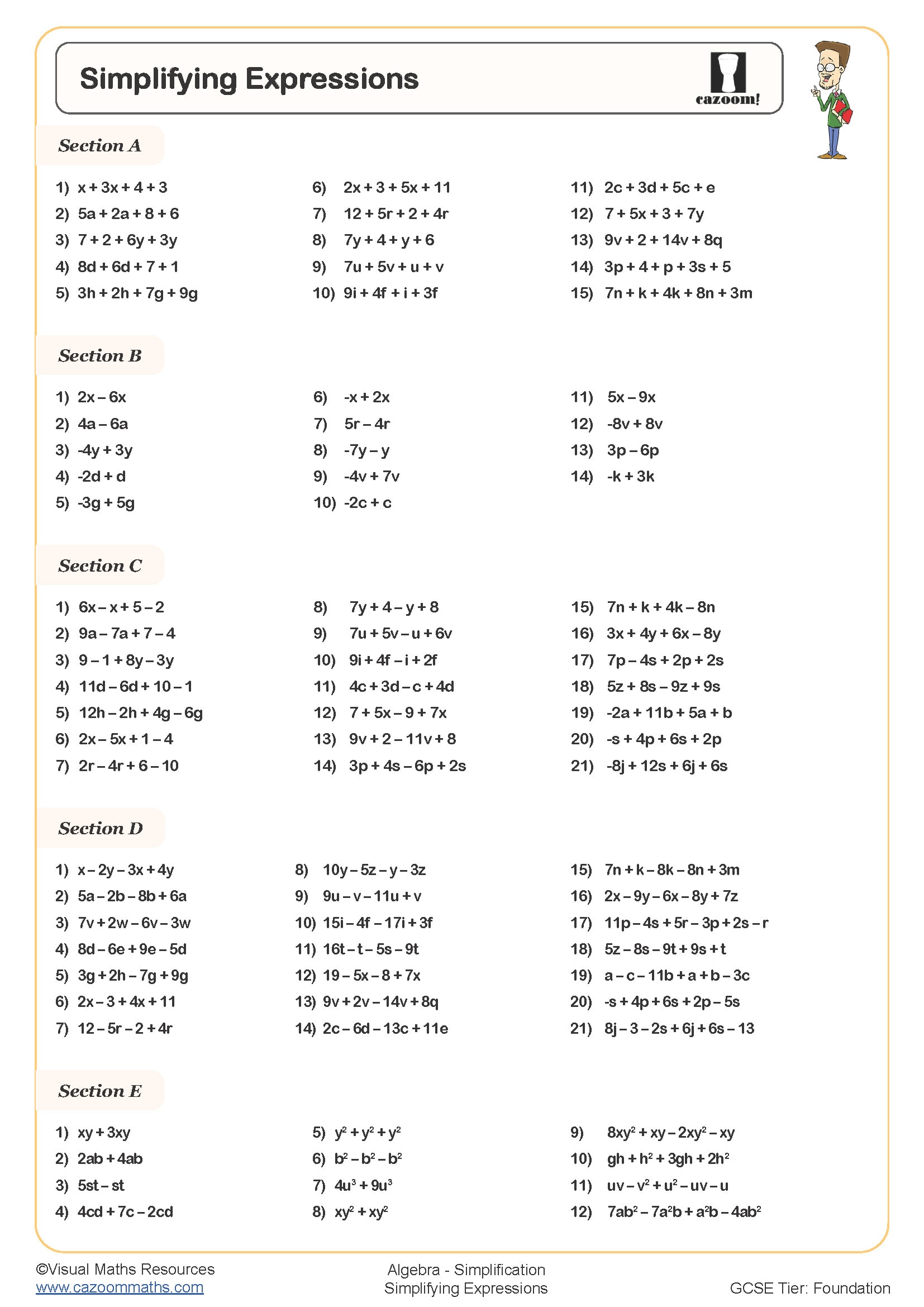 Simplifying Exponential Expressions Worksheet 5