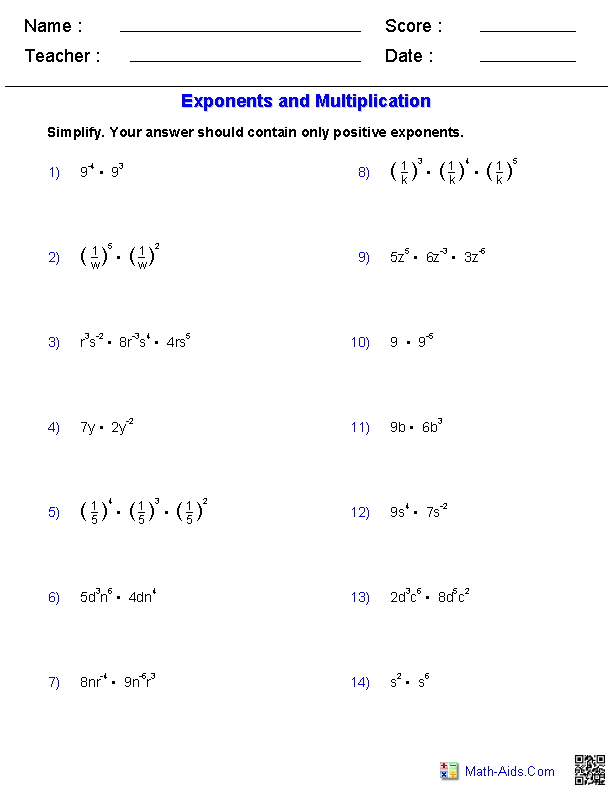 Simplifying Exponential Expressions Worksheet 50