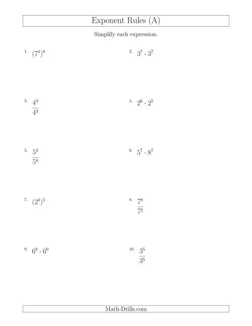 Simplifying Exponential Expressions Worksheet 56