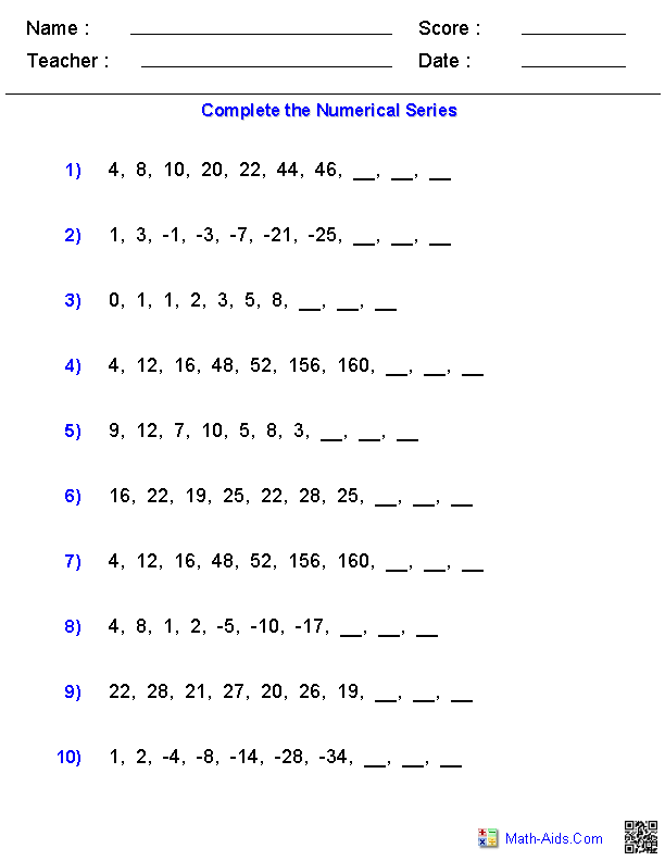 Worksheet On Number Patterns 15