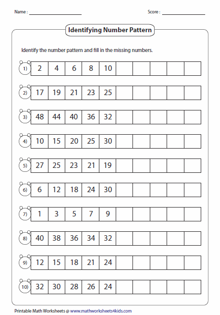 Worksheet On Number Patterns 32