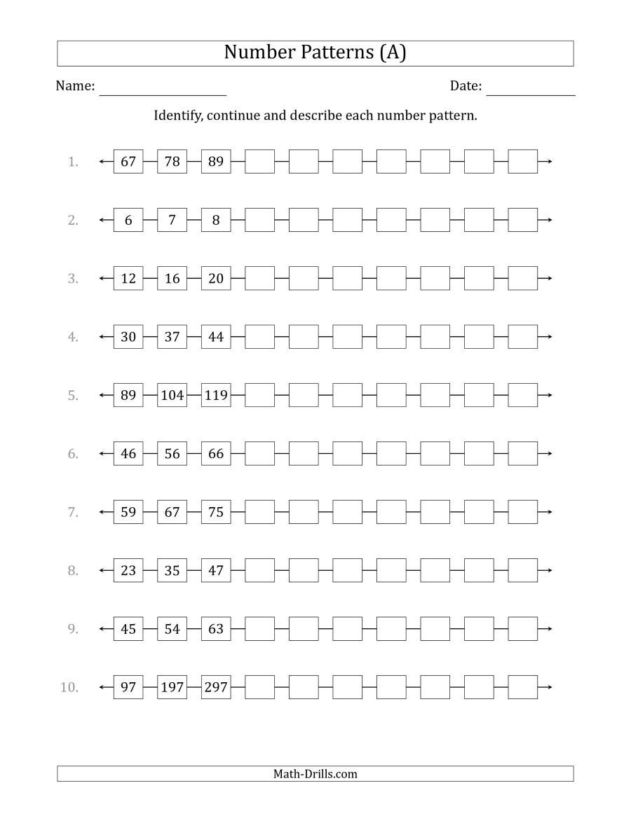 Worksheet On Number Patterns 34