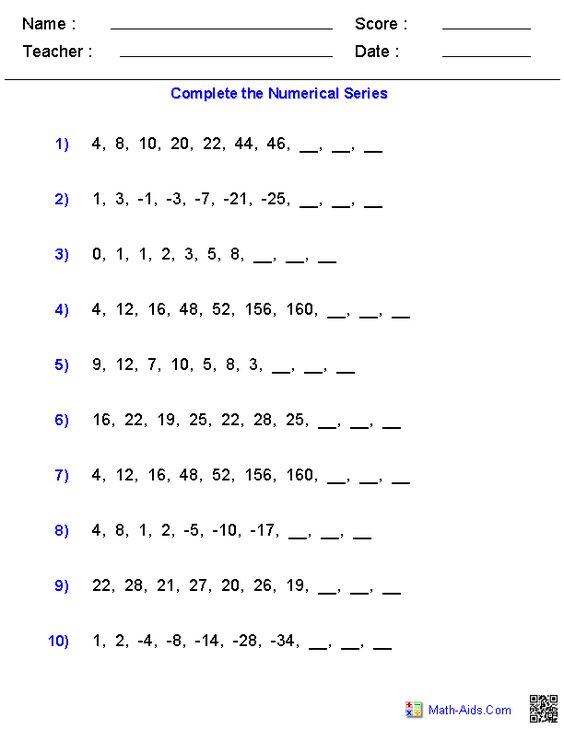 Worksheet On Number Patterns 42