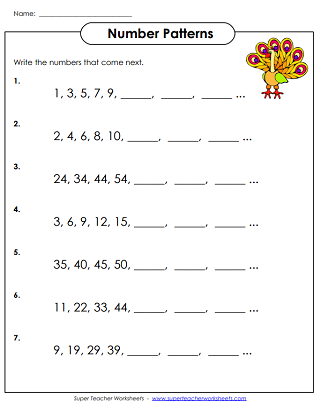 Worksheet On Number Patterns 43