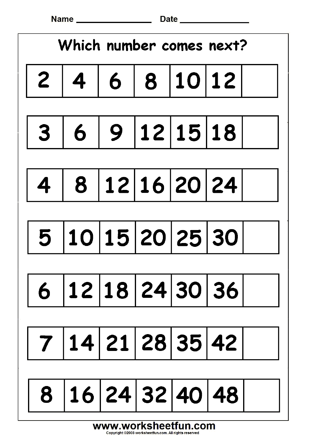 Worksheet On Number Patterns 55