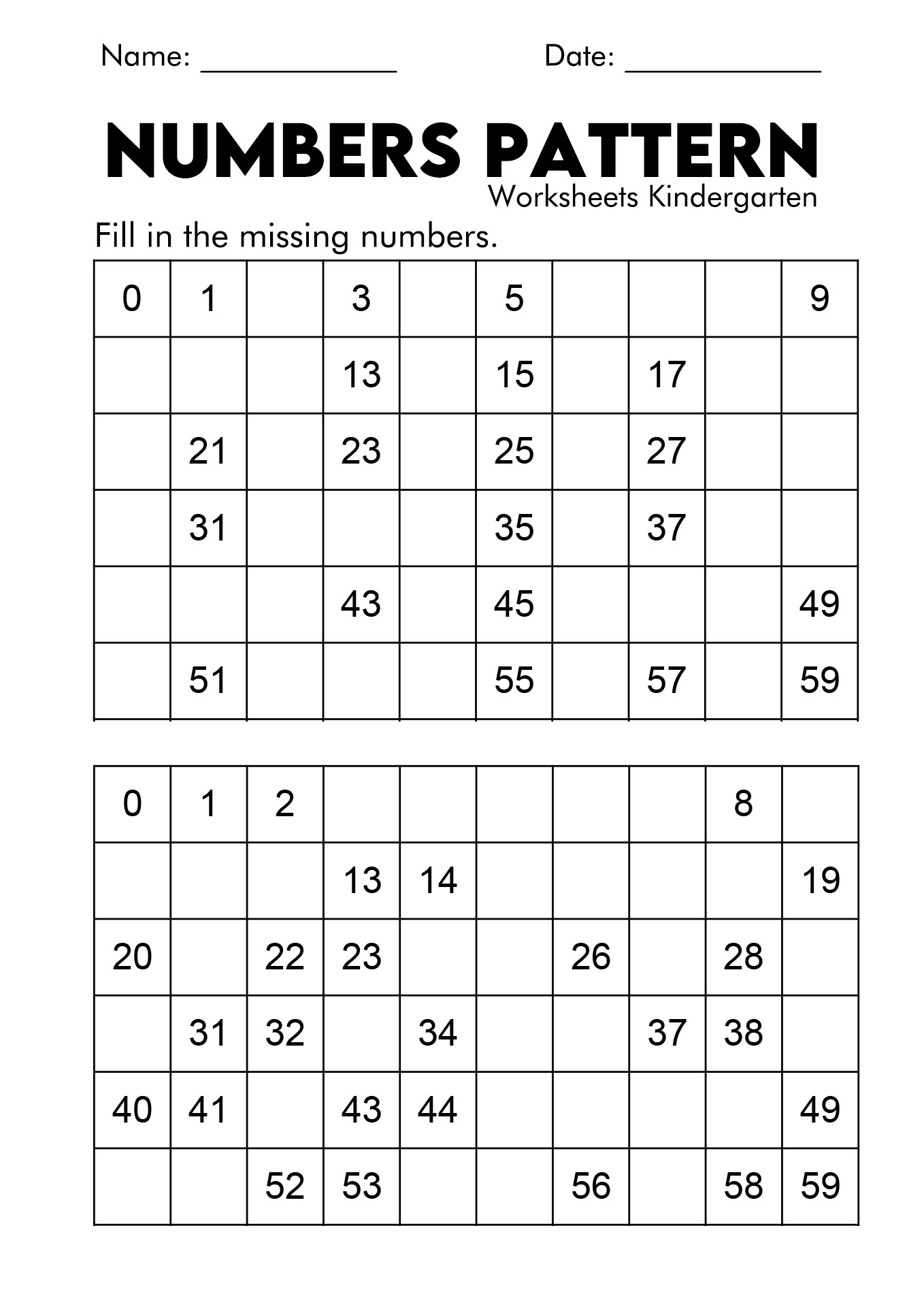 Worksheet On Number Patterns 56