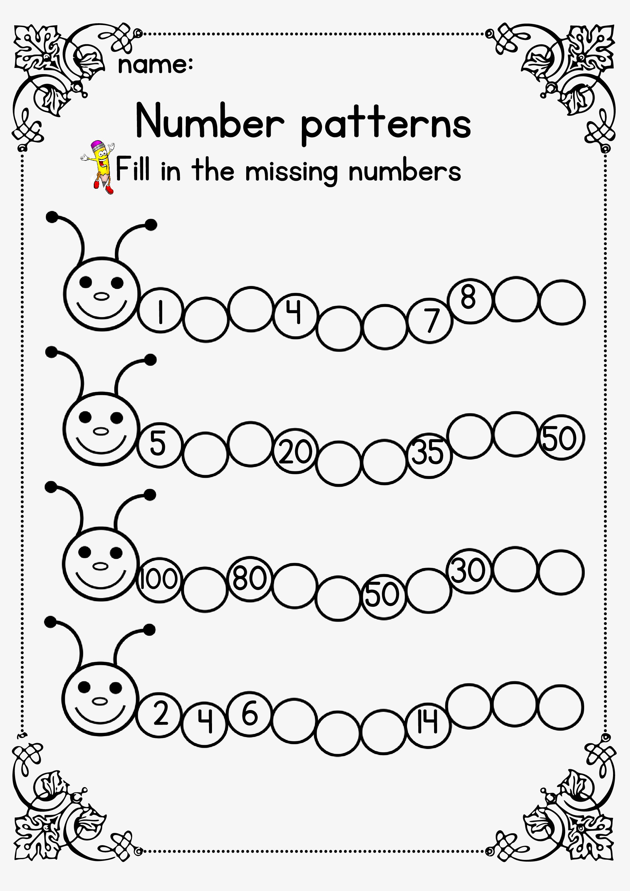 Worksheet On Number Patterns 58