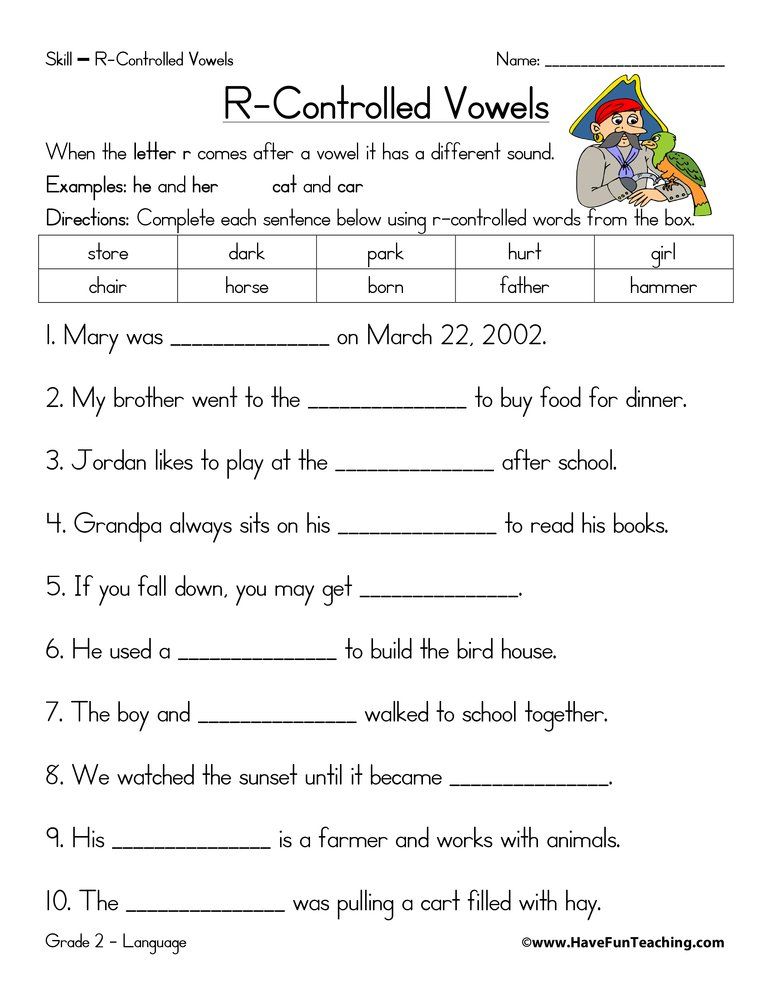 50 Vowel Controlled R Worksheets 13