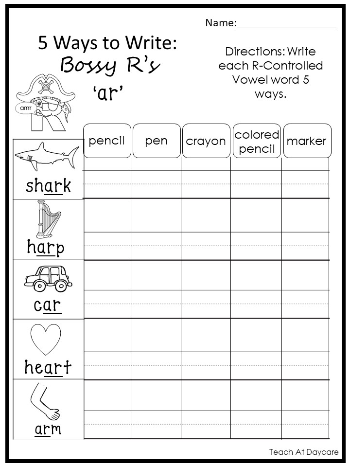 50 Vowel Controlled R Worksheets 18