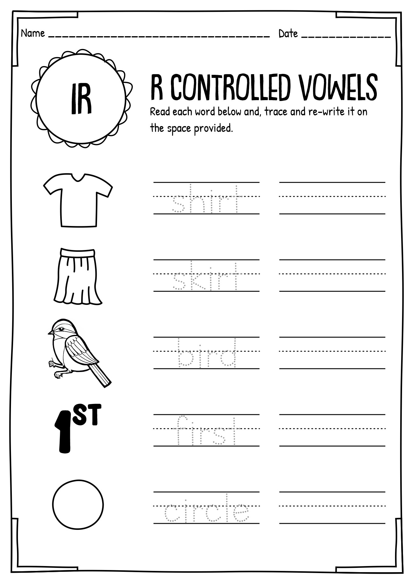 50 Vowel Controlled R Worksheets 21