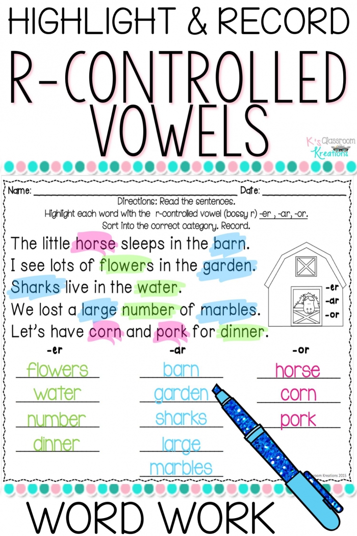 50 Vowel Controlled R Worksheets 42