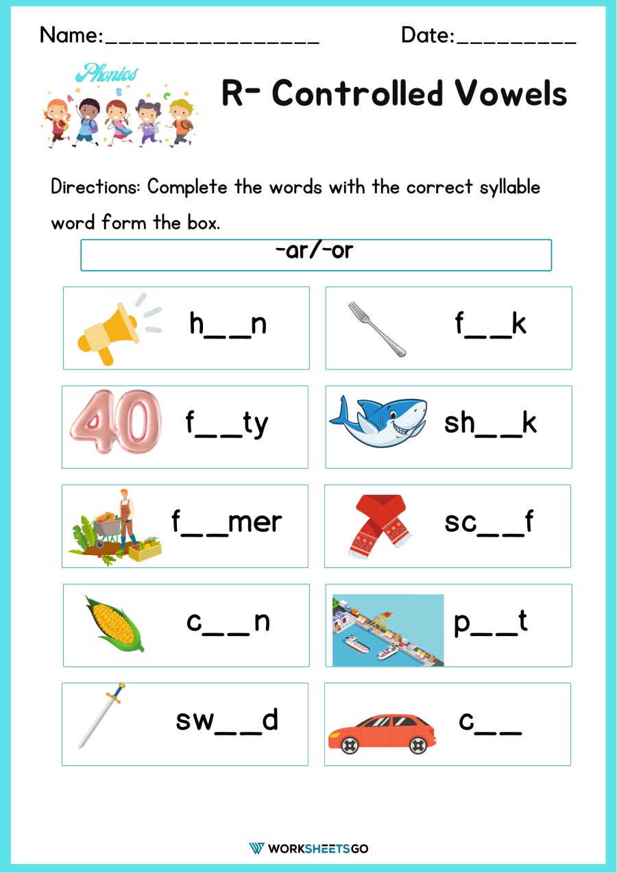 50 Vowel Controlled R Worksheets 58