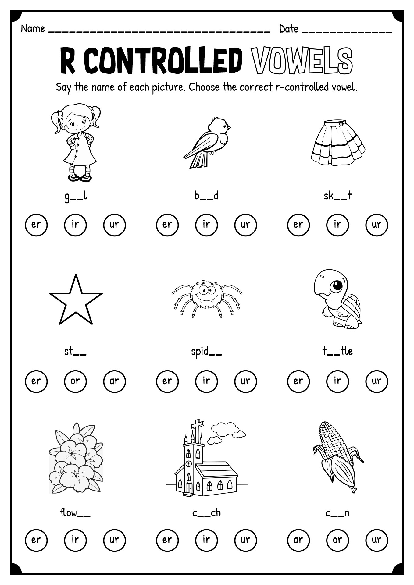 50 Vowel Controlled R Worksheets 8