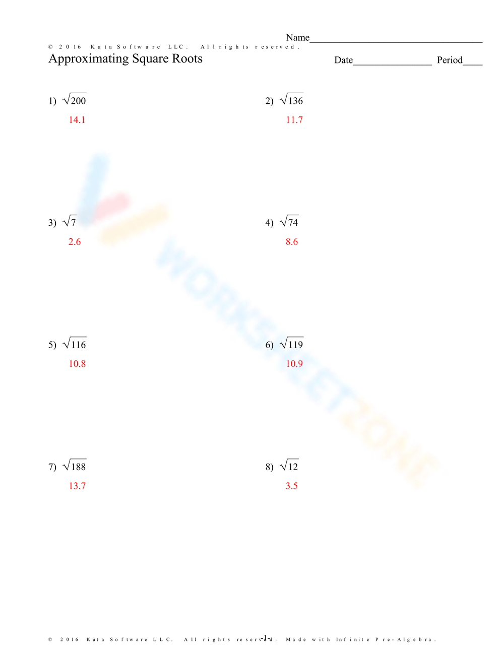 55 Estimating Square Roots Worksheet 18