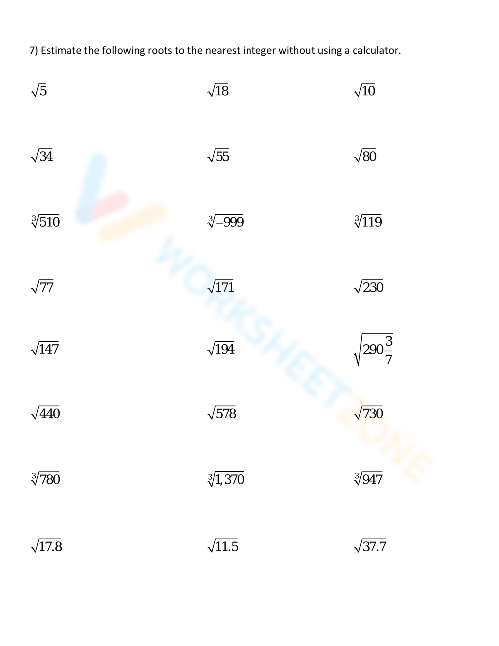 55 Estimating Square Roots Worksheet 21