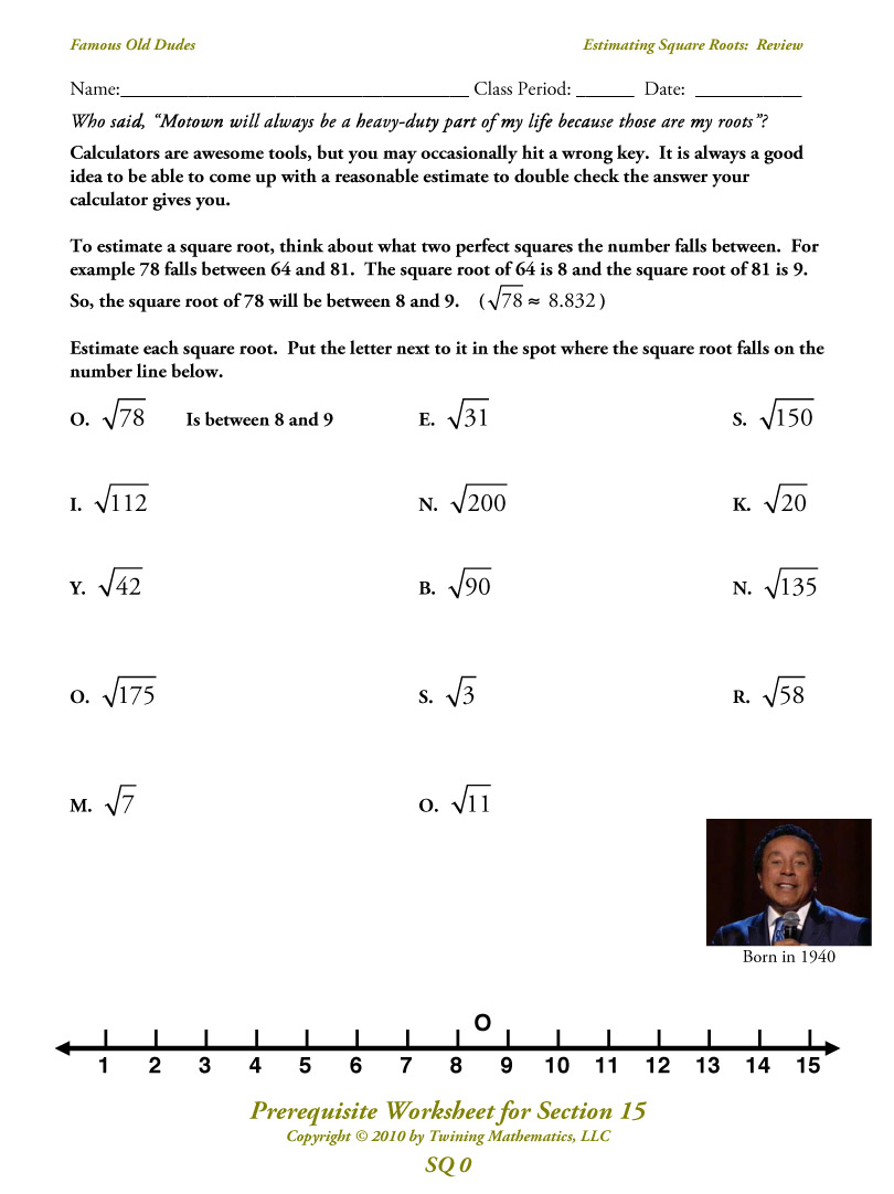 55 Estimating Square Roots Worksheet 5