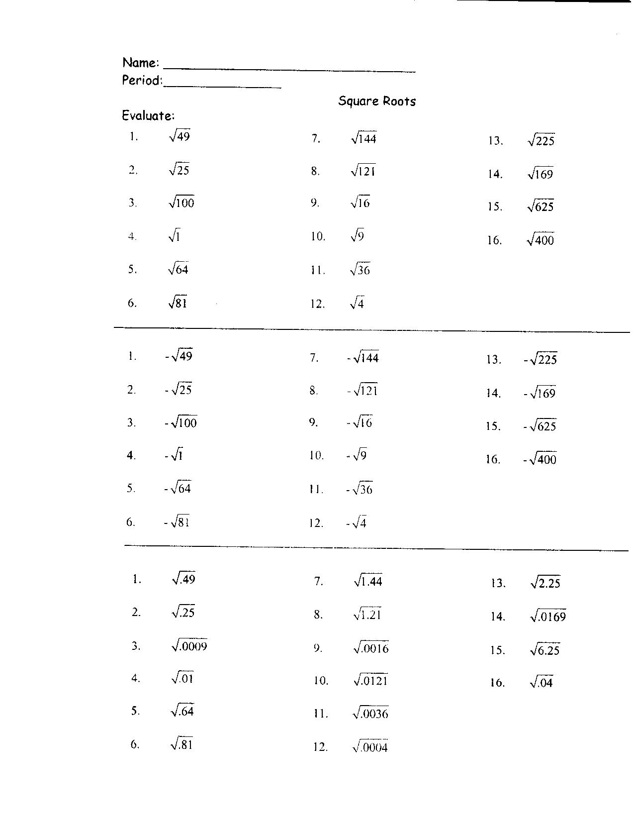 55 Estimating Square Roots Worksheet 52