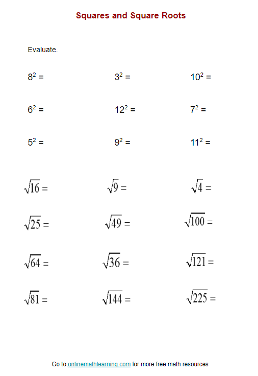 55 Estimating Square Roots Worksheet 61