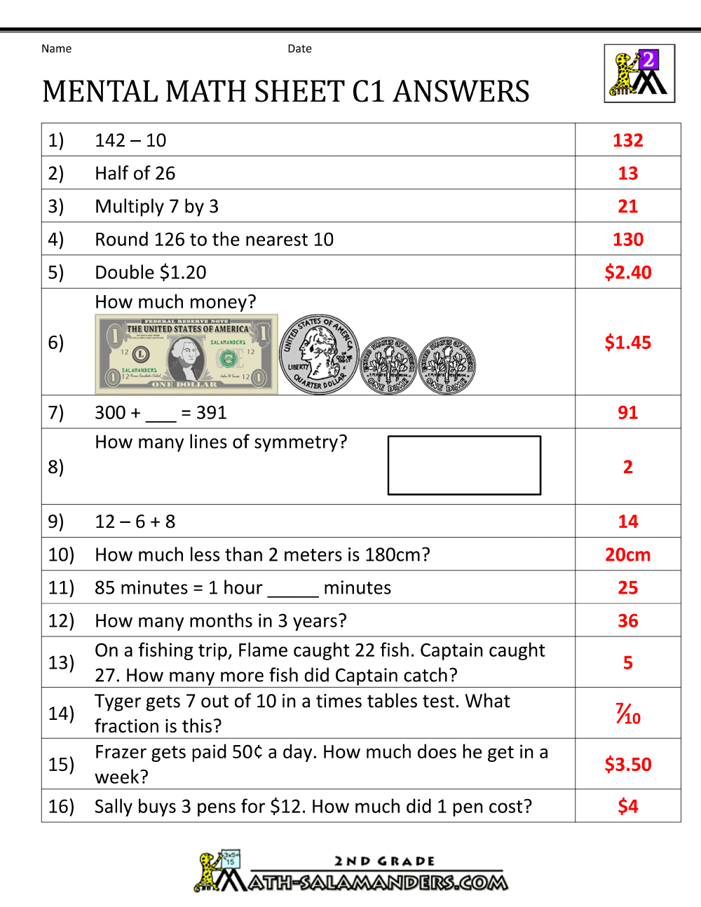 60 2Nd Grade Math Worksheet 11