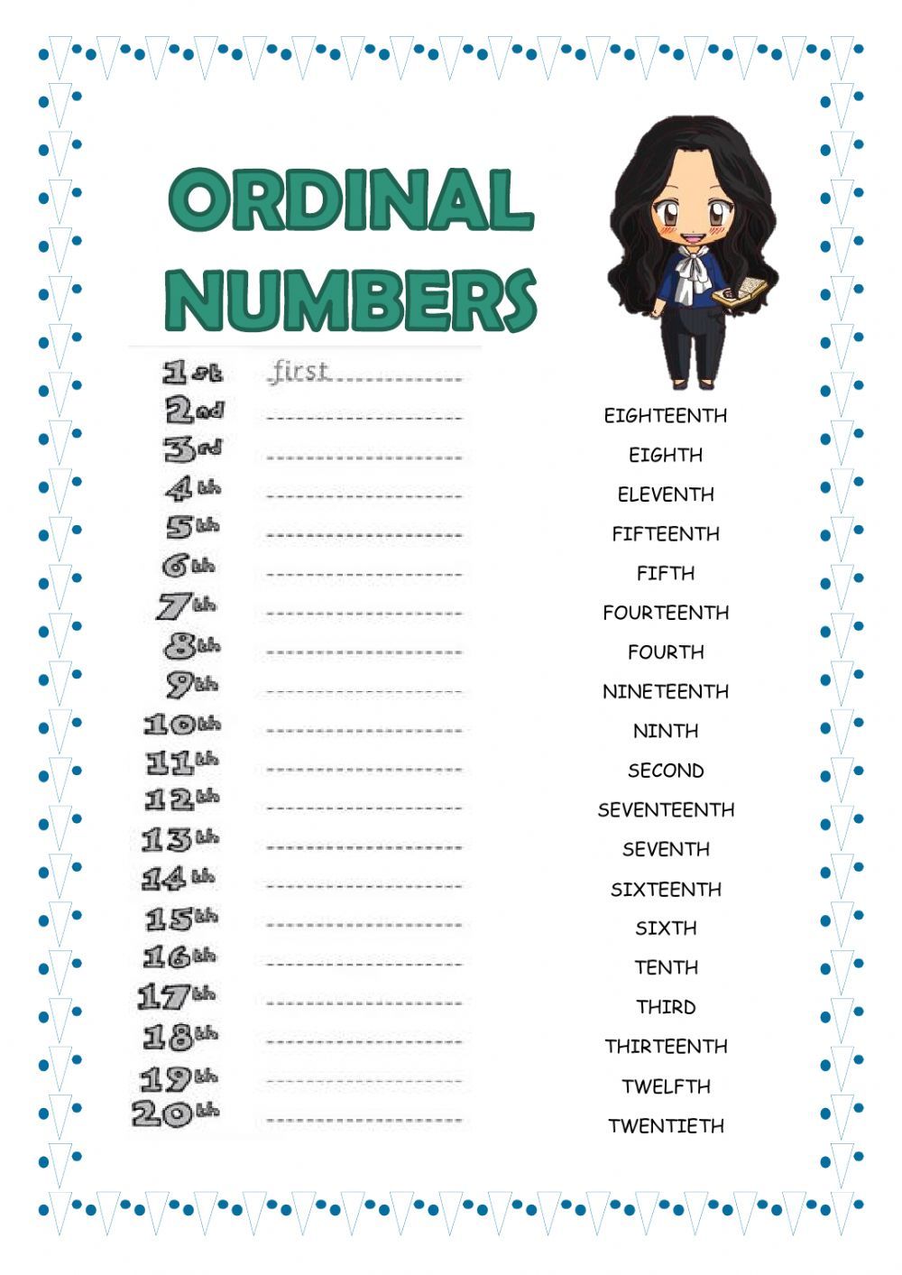 60 Worksheet About Ordinal Numbers 29