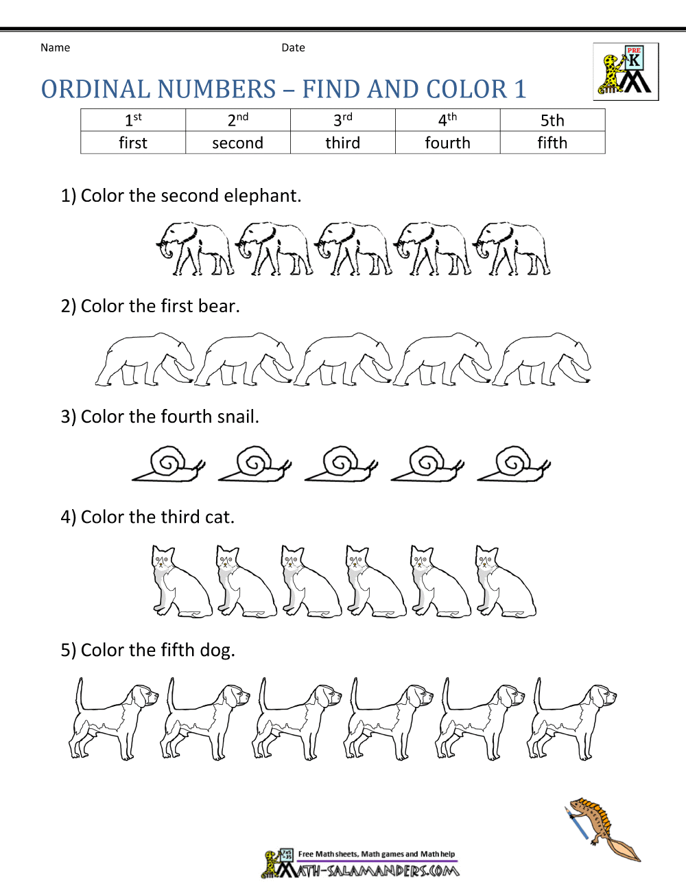 60 Worksheet About Ordinal Numbers 4